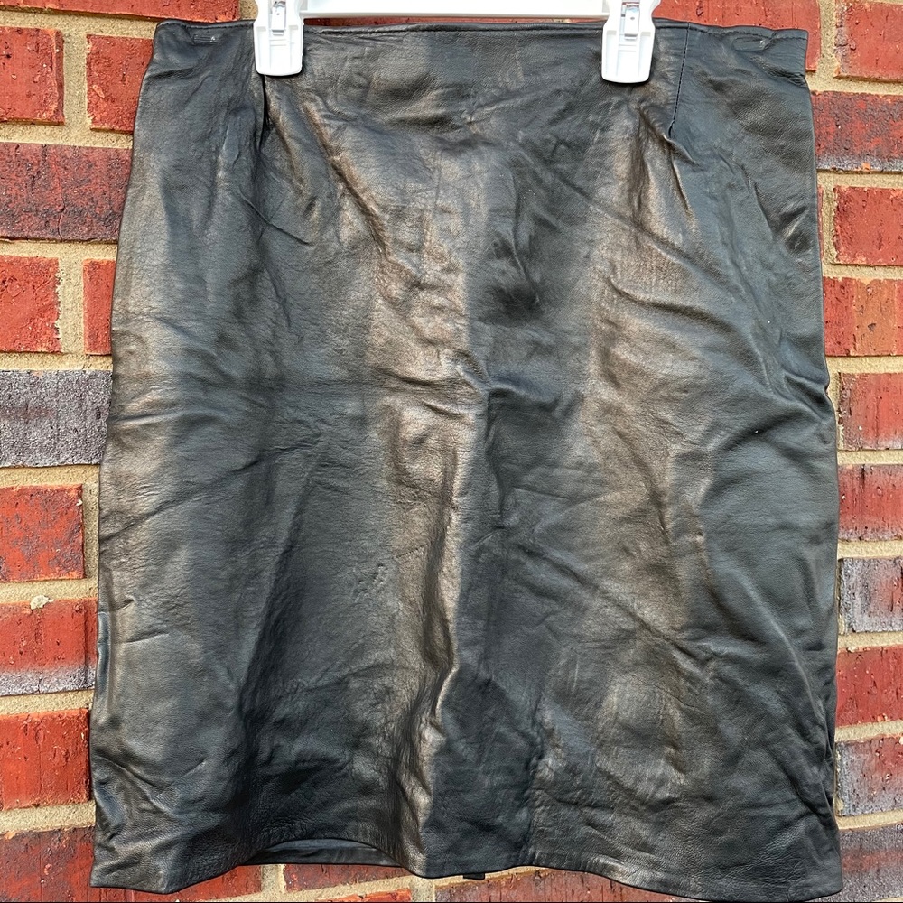 VTG Glove Leather Black Sexy Pencil Skirt Sz 12 - Picture 6 of 6